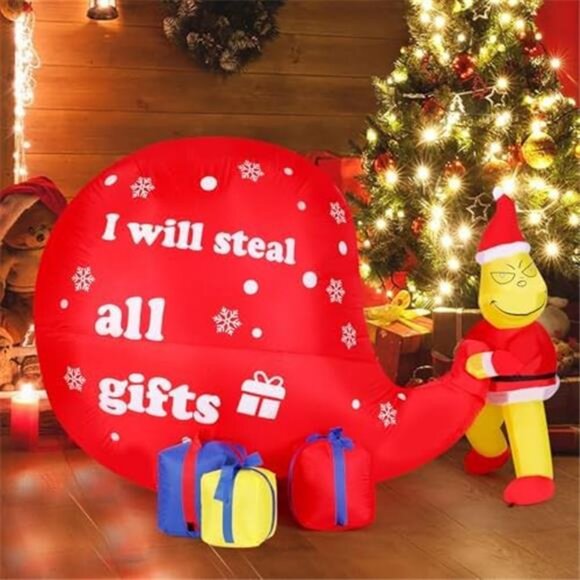 7FT Christmas Inflatable Outdoor Decoration Santa Claus Gift Bag, Inflatable - Picture 3 of 7